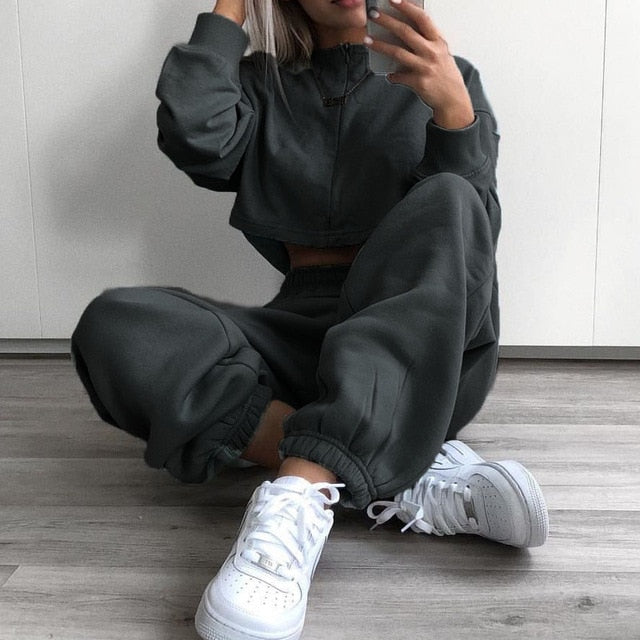 Wide Leg Sweat-trousers Plus Size