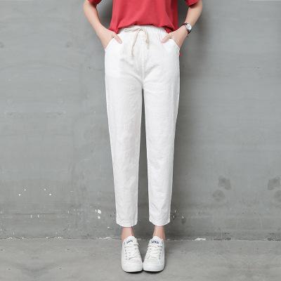 Elastic Mid Waist Black Trousers