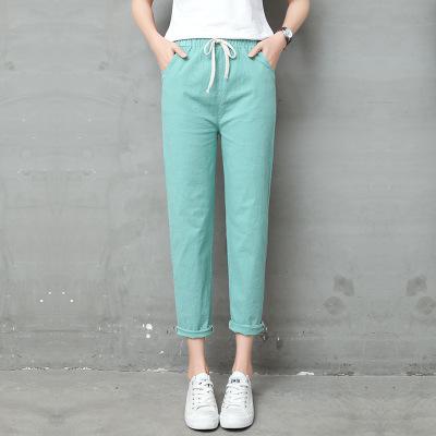 Elastic Mid Waist Black Trousers