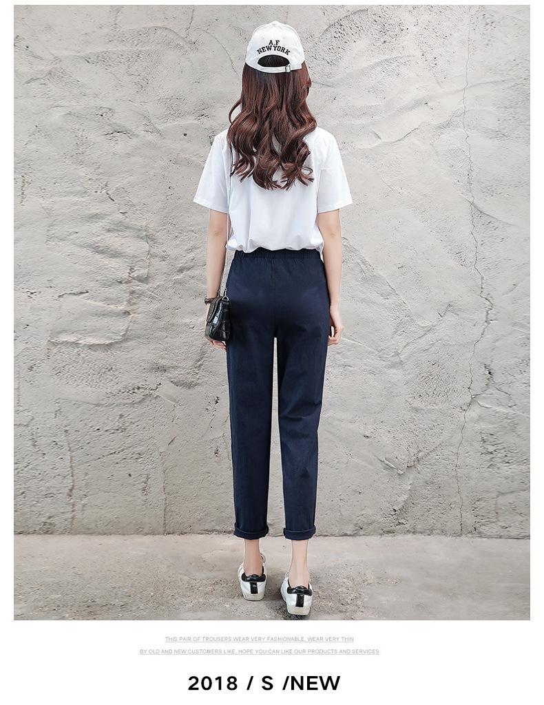 Elastic Mid Waist Black Trousers